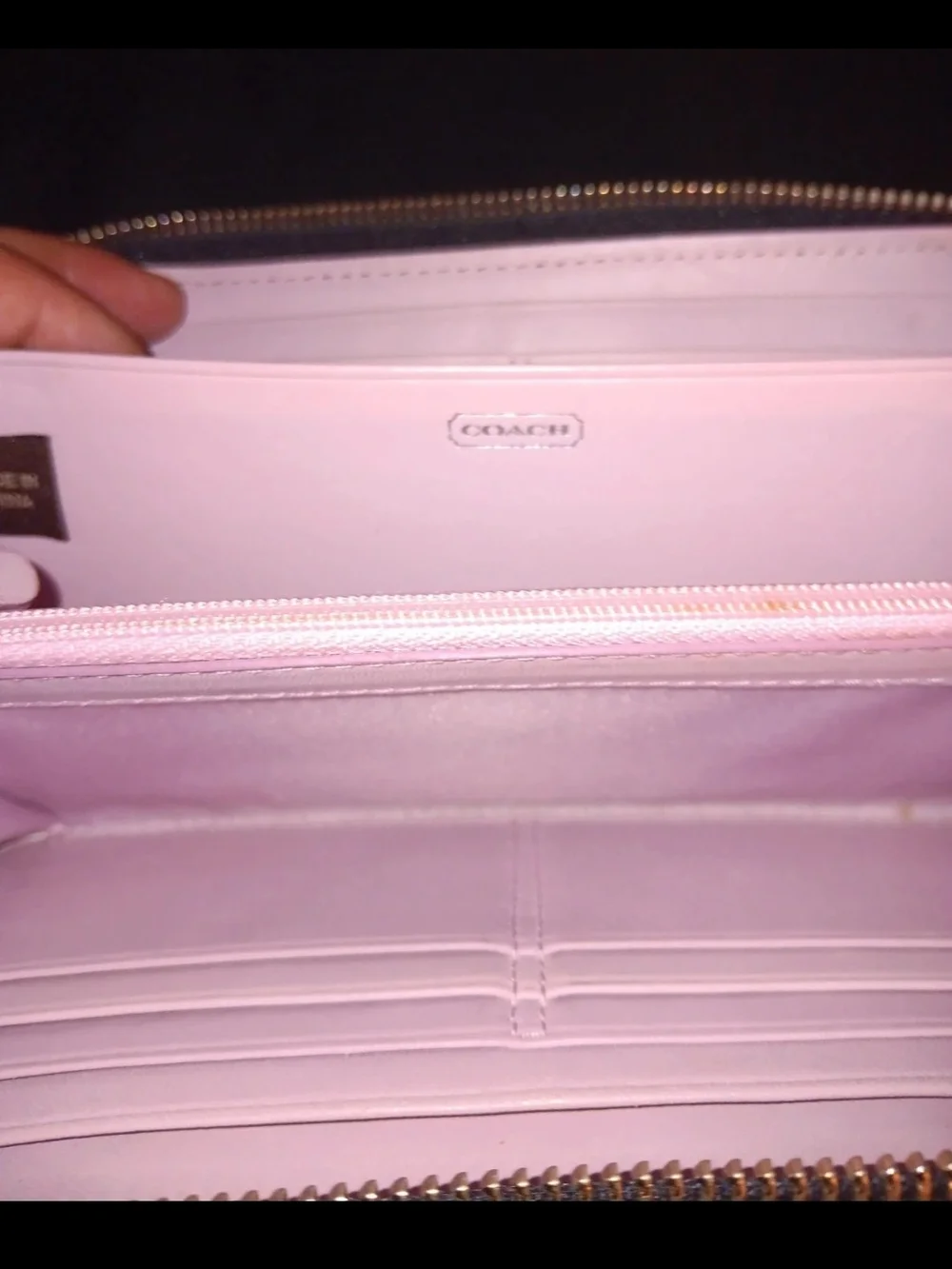 Coach Signature Circle Print Sateen Long Wallet - Black, Gray & Purple